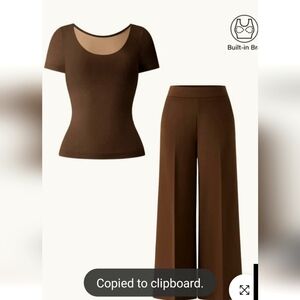 Chic Brown Top and Pants Set